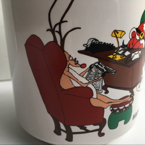 Vintage Christmas Mug Business theme Santa and reindeer John Richard Allen - Picture 7 of 14